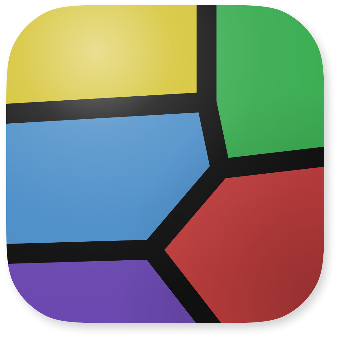 Vidimus icon — a stained-glass grid of colored regions